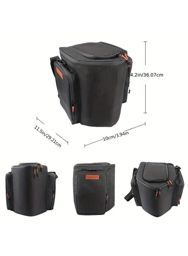 Durable Black Speaker Case With Metal Hook Zipper Multiple Compartments Travel Bag - Image 2